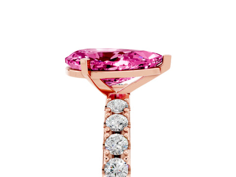 Rose gold Pear Cut Pink Sapphire Solitaire Pavé Band with Four-Prong Setting_29