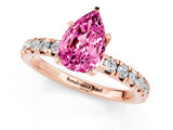 Rose gold Pear Cut Pink Sapphire Solitaire Pavé Engagement Ring with Round Band and Prong Setting_80