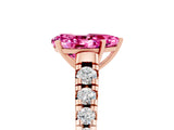 Rose gold Pear Cut Pink Sapphire Solitaire Ring with Cathedral Setting and Pavé Band_29