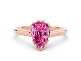Rose gold Pear Cut Pink Sapphire Solitaire Ring with Flower Prong Setting and Classic Band_12