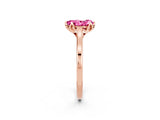 Rose gold Pear Cut Pink Sapphire Solitaire Ring with Flower Prong Setting and Classic Band_14