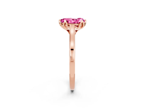 Rose gold Pear Cut Pink Sapphire Solitaire Ring with Flower Prong Setting and Classic Band_14