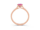 Rose gold Pear Cut Pink Sapphire Solitaire Ring with Flower Prong Setting and Classic Band_15