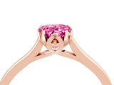Rose gold Pear Cut Pink Sapphire Solitaire Ring with Flower Prong Setting and Classic Band_16