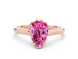 Rose gold Pear Cut Pink Sapphire Solitaire Ring with Flower Prong Setting and Classic Band_36