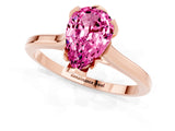 Rose gold Pear Cut Pink Sapphire Solitaire Ring with Flower Prong Setting and Classic Band_37