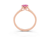 Rose gold Pear Cut Pink Sapphire Solitaire Ring with Flower Prong Setting and Classic Band_39