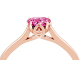 Rose gold Pear Cut Pink Sapphire Solitaire Ring with Flower Prong Setting and Classic Band_40