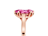 Rose gold Pear Cut Pink Sapphire Solitaire Ring with Flower Prong Setting and Classic Band_41