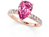 Rose gold Pear Cut Pink Sapphire Solitaire Ring with Pavé Accents and Four-Prong Setting_25