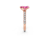 Rose gold Pear Cut Pink Sapphire Solitaire Ring with Pavé Accents and Four-Prong Setting_26
