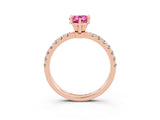 Rose gold Pear Cut Pink Sapphire Solitaire Ring with Pavé Accents and Four-Prong Setting_27