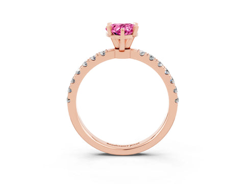 Rose gold Pear Cut Pink Sapphire Solitaire Ring with Pavé Accents and Four-Prong Setting_27
