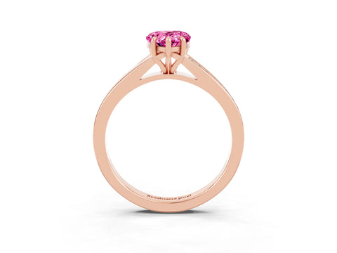 Rose gold Pear Cut Pink Sapphire Solitaire Ring with Pavé Band and Prong Setting_15