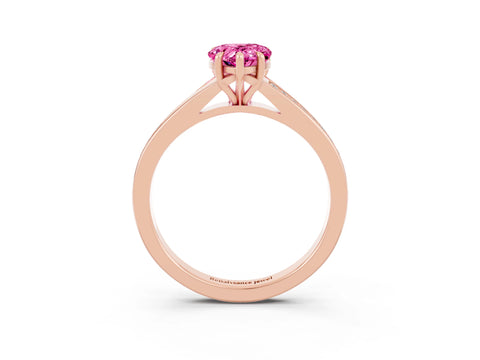 Rose gold Pear Cut Pink Sapphire Solitaire Ring with Pavé Band and Prong Setting_3