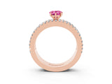 Rose gold Pear Cut Pink Sapphire Solitaire Ring with Pavé and Channel Set Band_27