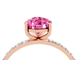 Rose gold Pear Cut Pink Sapphire Solitaire Ring with Pave Band and Four Prong Setting_52