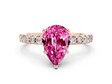 Rose gold Pear Cut Pink Sapphire Solitaire Ring with Round  Pavé Band and Four-Prong Setting_50