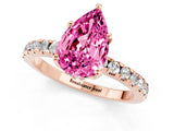 Rose gold Pear Cut Pink Sapphire Solitaire Ring with Round  Pavé Band and Four-Prong Setting_51