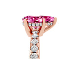 Rose gold Pear Cut Pink Sapphire Solitaire Ring with Round  Pavé Band and Four-Prong Setting_55