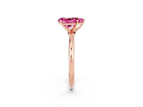 Rose gold Pear Cut Pink Sapphire Solitaire Ring with Six-Prong Setting and Classic Band_2