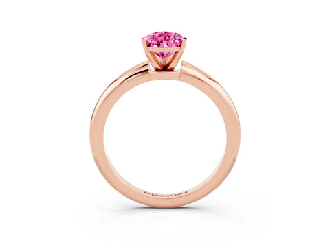 Rose gold Pear Cut Pink Sapphire Solitaire Ring with Six-Prong Setting and Classic Band_3