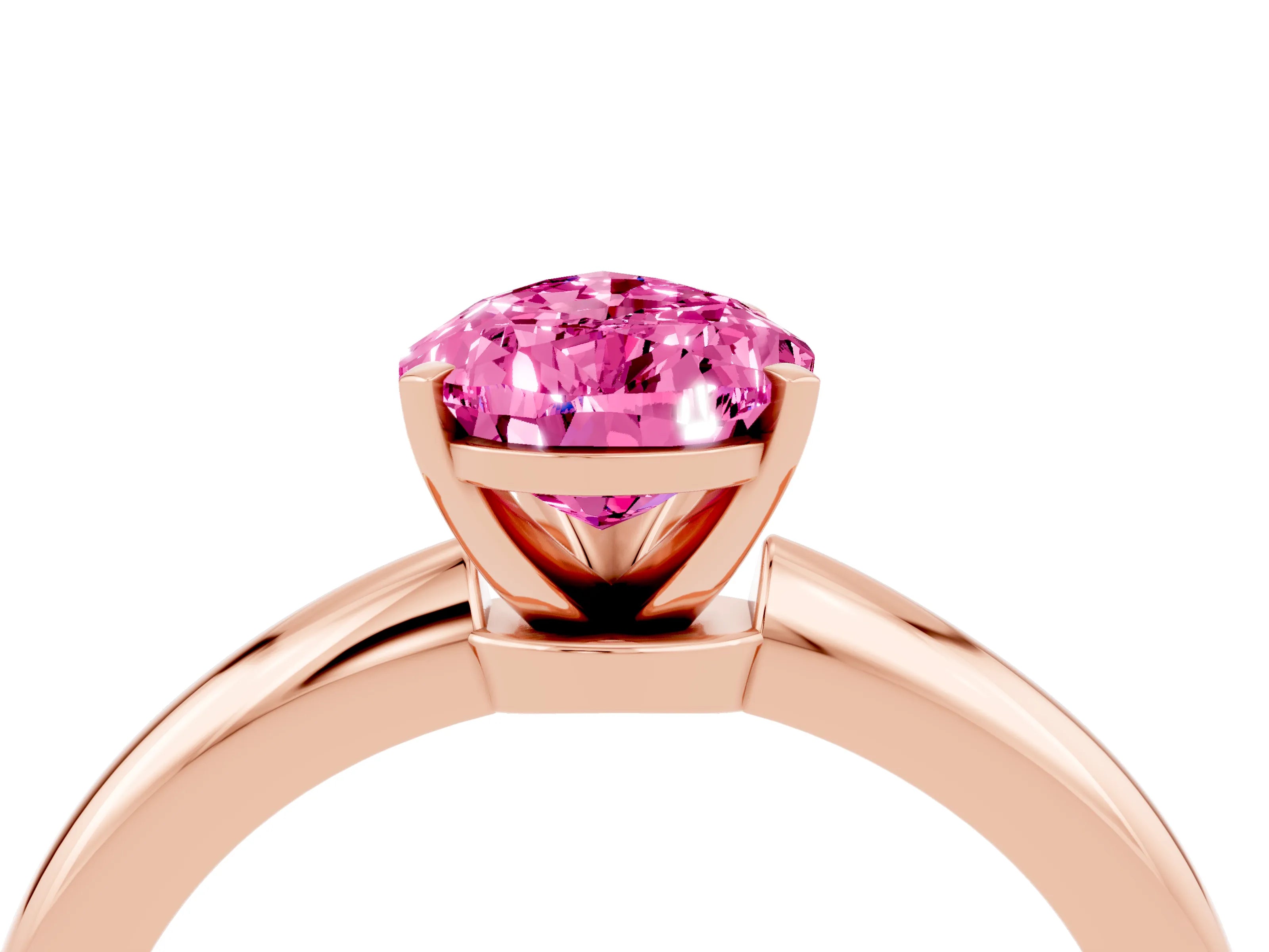 Rose gold Pear Cut Pink Sapphire Solitaire Ring with Six-Prong Setting and Classic Band_4