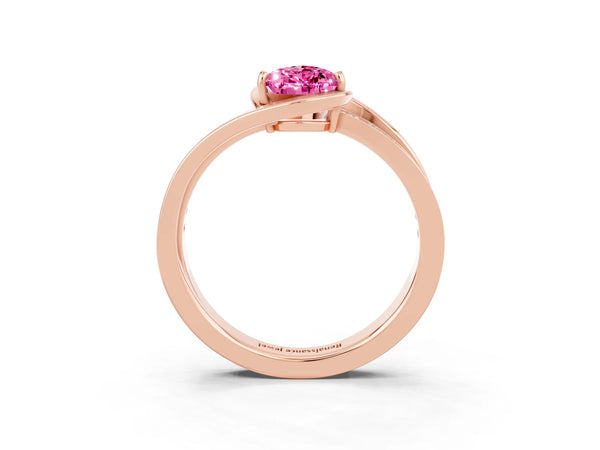 Rose gold Pear Cut Pink Sapphire Solitaire Ring with Split Shank and Prong Setting