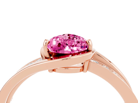 Rose gold Pear Cut Pink Sapphire Solitaire Ring with Split Shank and Prong Setting_4