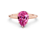 Rose gold Pear Cut Pink Sapphire Solitaire Ring with Thin Band and Four-Prong Setting_36