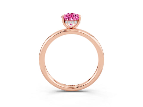 Rose gold Pear Cut Pink Sapphire Solitaire Ring with Thin Band and Four-Prong Setting_39