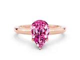 Rose gold Pear Cut Pink Sapphire Solitaire Ring with Thin Band and Prong Setting_12