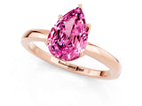 Rose gold Pear Cut Pink Sapphire Solitaire Ring with Thin Band and Prong Setting_13