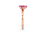 Rose gold Pear Cut Pink Sapphire Solitaire Ring with Thin Band and Prong Setting_14