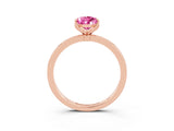 Rose gold Pear Cut Pink Sapphire Solitaire Ring with Thin Band and Prong Setting_15