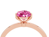 Rose gold Pear Cut Pink Sapphire Solitaire Ring with Thin Band and Prong Setting_16