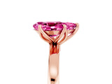 Rose gold Pear Cut Pink Sapphire Solitaire Ring with Thin Band and Prong Setting_17