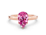 Rose gold Pear Cut Pink Sapphire Solitaire Ring with Thin Band and Prong Setting_24
