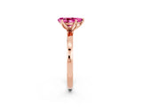 Rose gold Pear Cut Pink Sapphire Solitaire Ring with Thin Band and Prong Setting_26