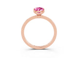 Rose gold Pear Cut Pink Sapphire Solitaire Ring with Thin Band and Prong Setting_27