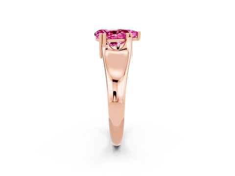 Rose gold Pear Cut Pink Sapphire Solitaire Ring with Wide Band and Prong Setting_26