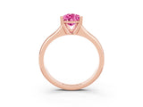 Rose gold Pear Cut Pink Sapphire Solitaire Ring with Wide Band and Prong Setting_27