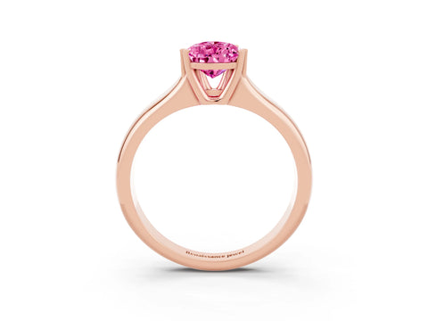 Rose gold Pear Cut Pink Sapphire Solitaire Ring with Wide Band and Prong Setting_27