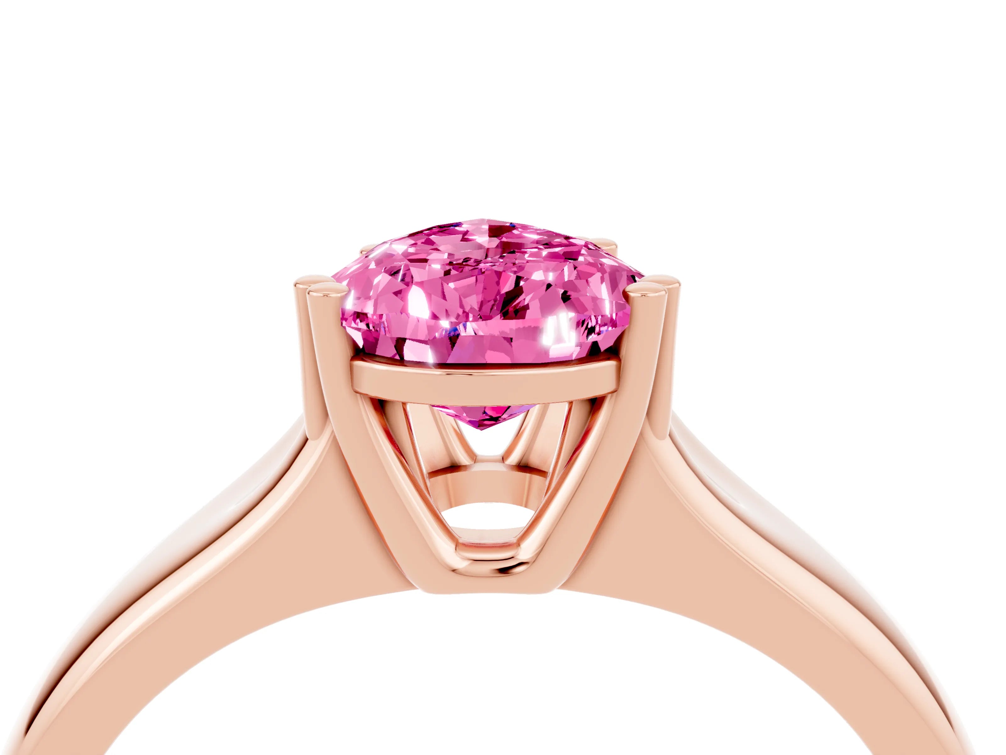 Rose gold Pear Cut Pink Sapphire Solitaire Ring with Wide Band and Prong Setting_28