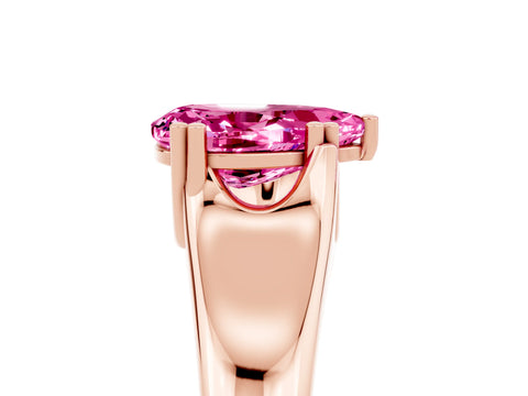 Rose gold Pear Cut Pink Sapphire Solitaire Ring with Wide Band and Prong Setting_29