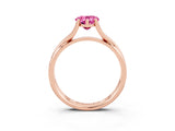 Rose gold Pear Cut Pink Sapphire Solitaire Twist Band Prong Setting Ring_87