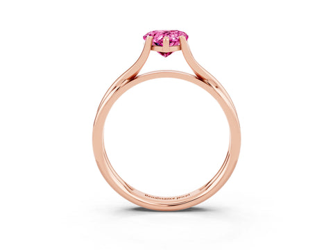 Rose gold Pear Cut Pink Sapphire Solitaire Twist Band Prong Setting Ring_87