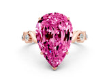 Rose gold Pear Cut Pink Sapphire Solitaire Twisted Band with Round  Accents and Prong Setting_12