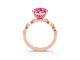 Rose gold Pear Cut Pink Sapphire Solitaire Twisted Band with Round  Accents and Prong Setting_15