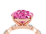 Rose gold Pear Cut Pink Sapphire Solitaire Twisted Band with Round  Accents and Prong Setting_16